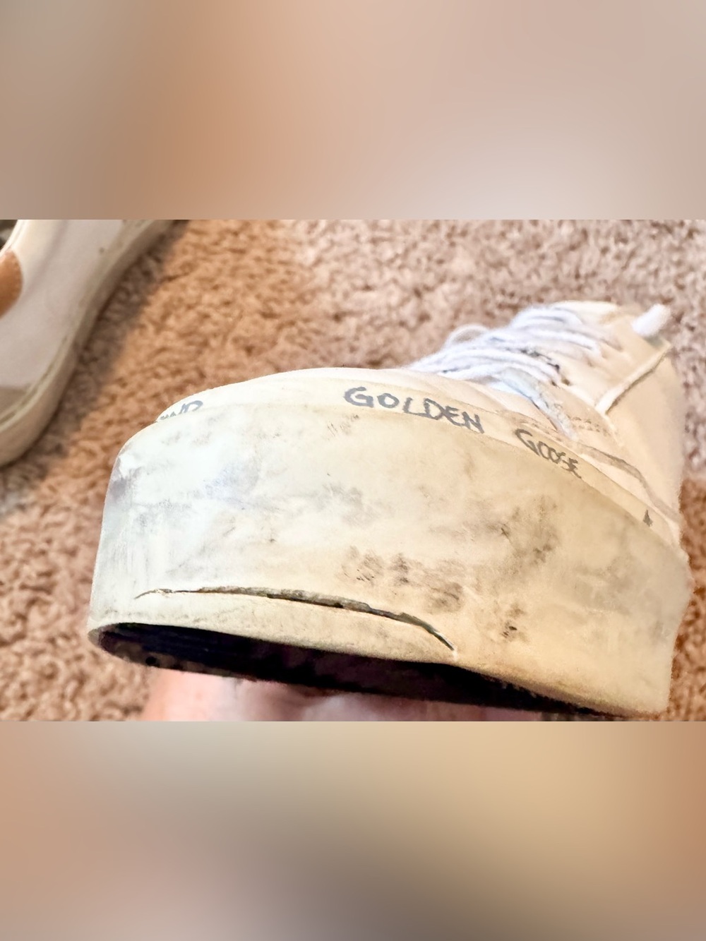 Golden Goose White Leather Hi Star Sneakers - Picture 7 of 8